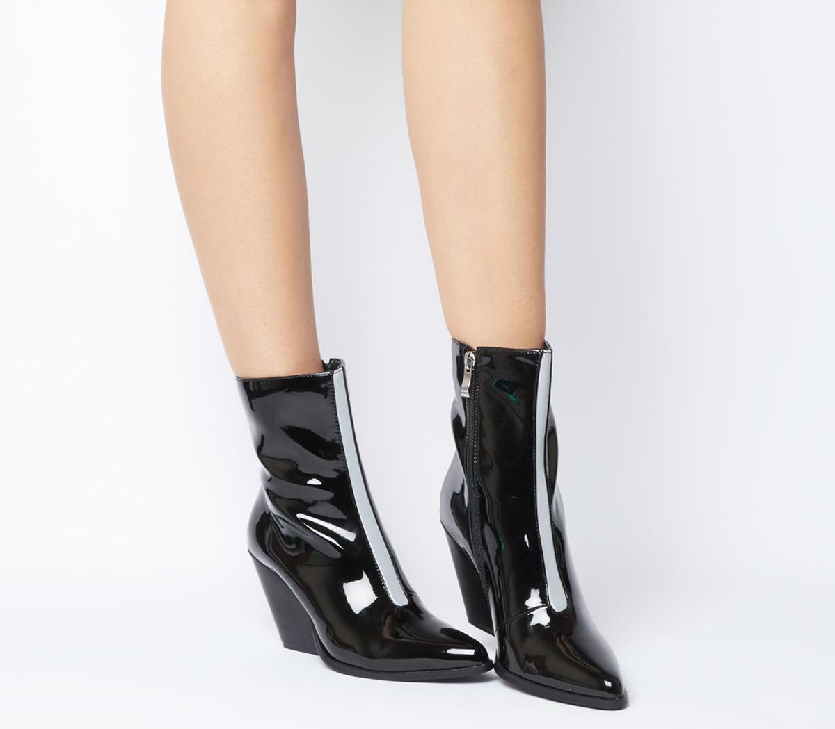 Odd sizes Womens Ego Alba Heeled Boot Black Reflective UK Sizes Right 4/Left 3